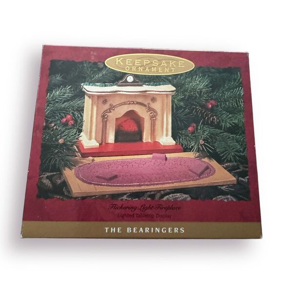 Hallmark Keepsake Ornament Flickering Light Fireplace Bearingers 1993 Christmas - Picture 1 of 7